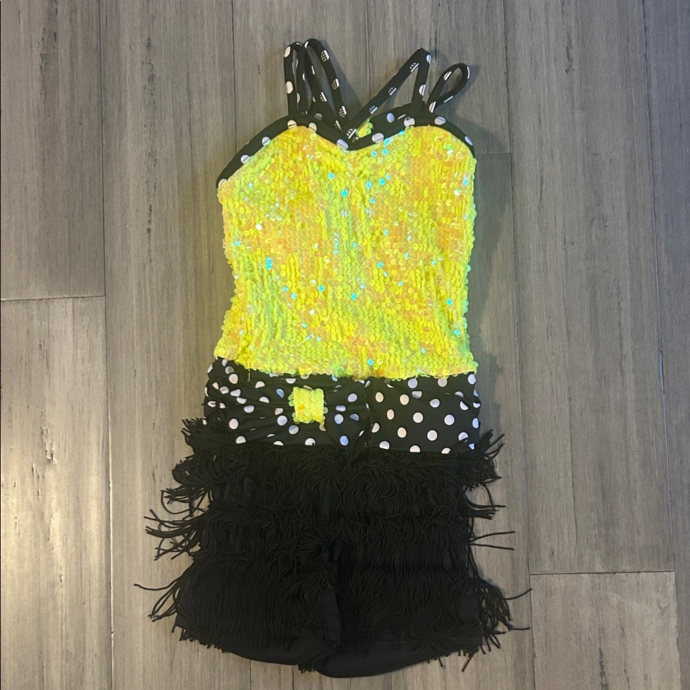 Weissman Yellow Sequin and Black Fringe Kids Costume